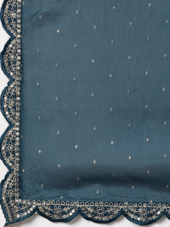 Neerus Blue Regular Straight Floral Readymade suits