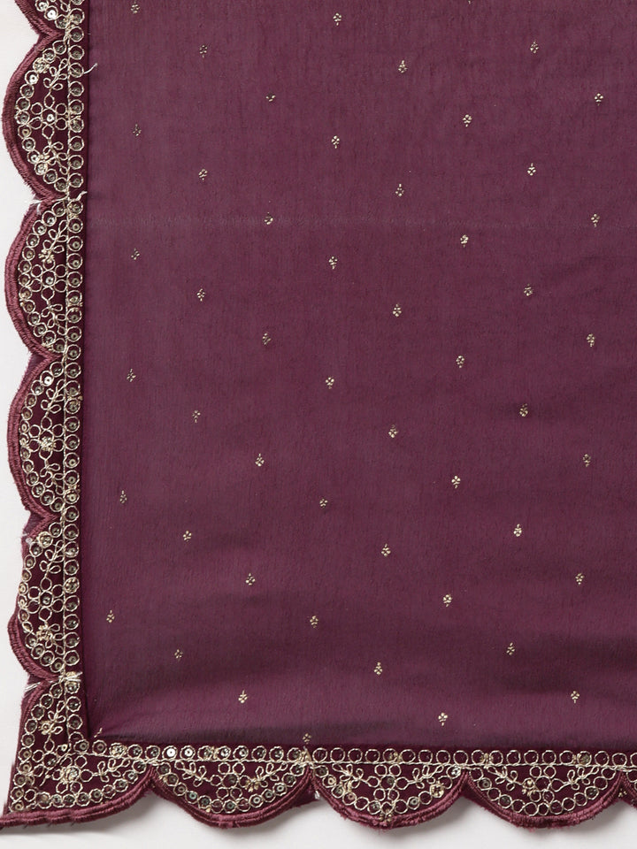 Neerus Purple printed floral straight suit set - detail view 4