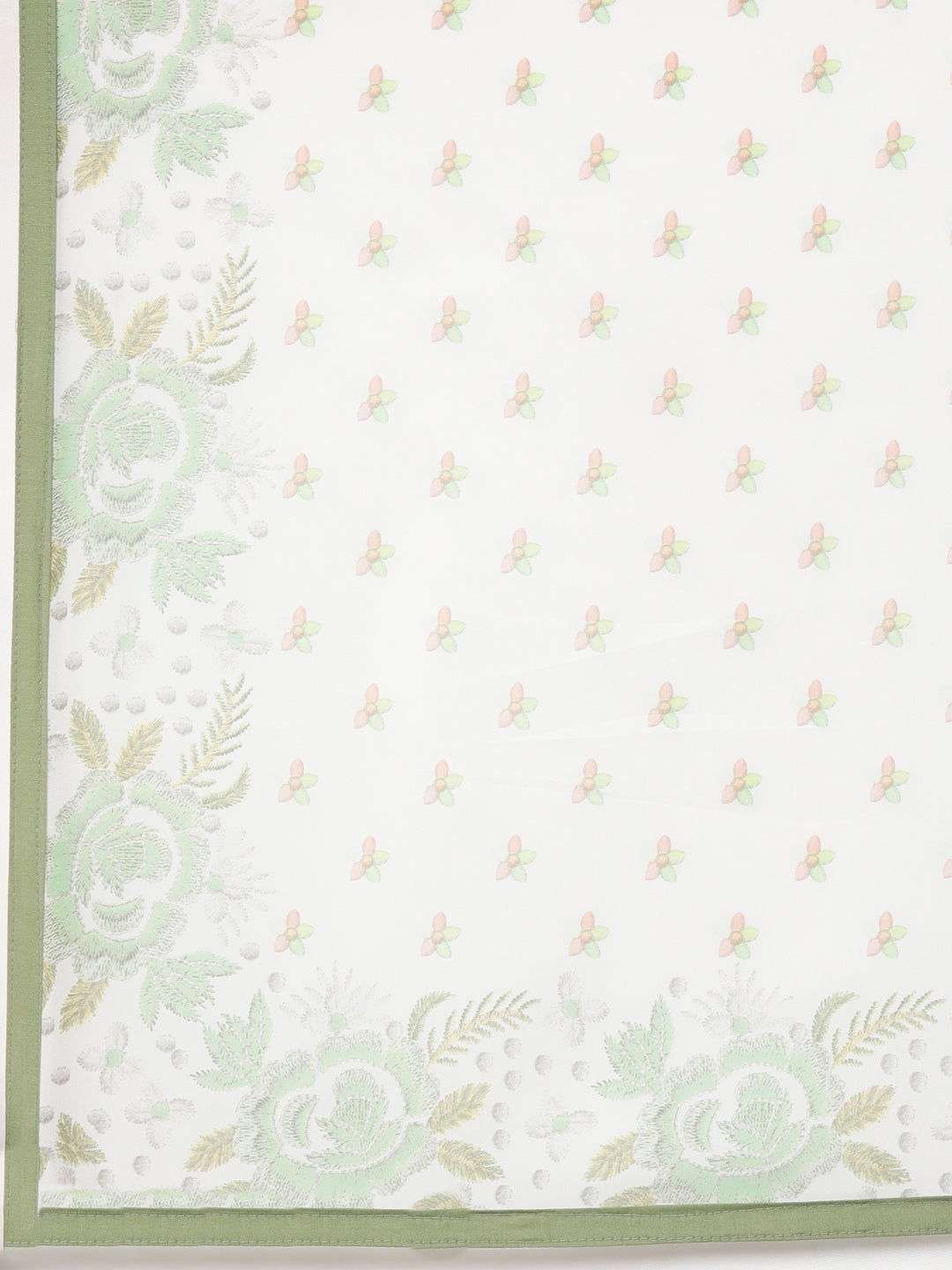 Neerus Green printed floral suit set straight kurta with trouser and dupatta - detail view 4