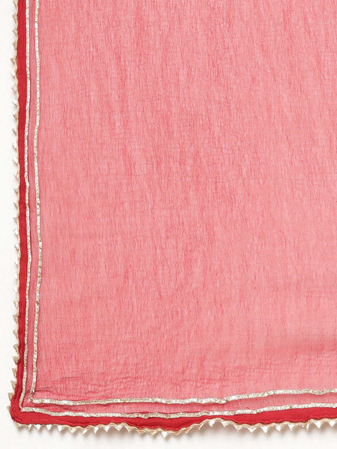 Neerus Red Bandhani printed straight suit set - detail view 3