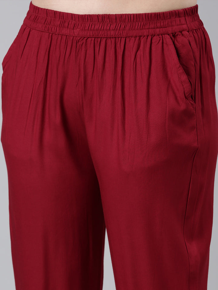 Neerus Maroon Bandhani printed suit set - detail view 2