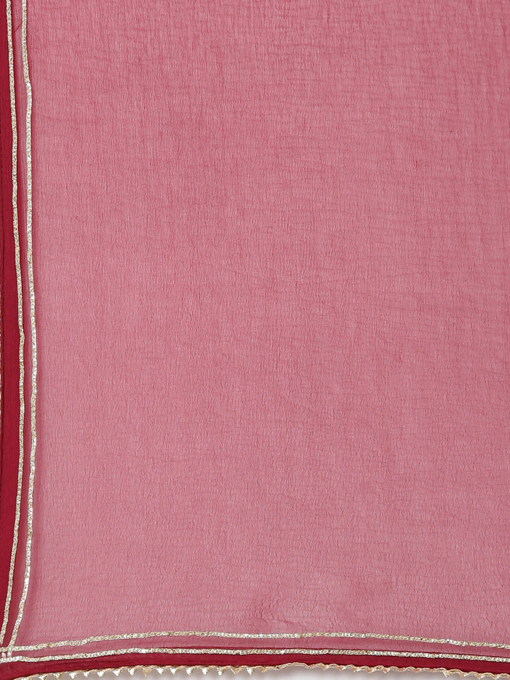 Neerus Maroon Bandhani printed suit set - detail view 3