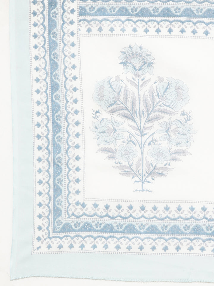 Neerus Blue Regular Straight Floral Kurta And  Palazzos With Dupatta