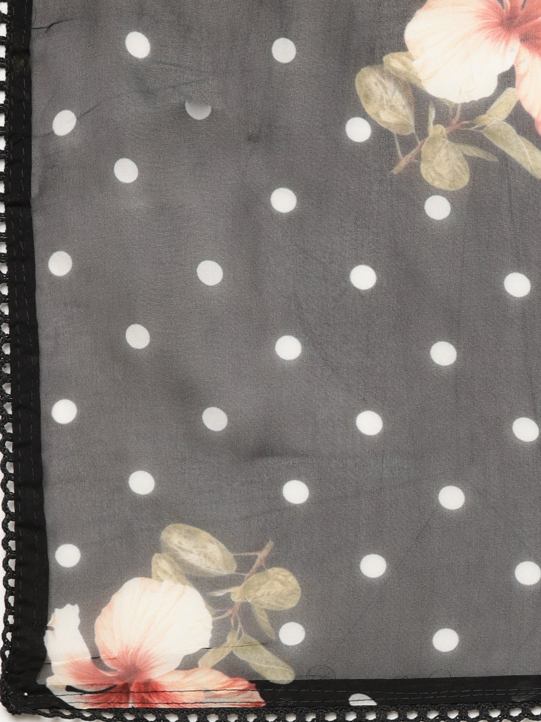 Neerus Black Printed Floral Straight Suit Set - detail view 3
