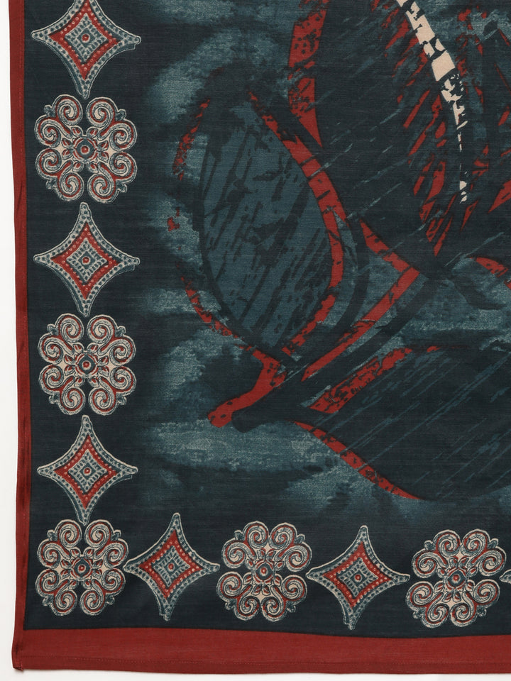Neerus Blue printed geometric suit set - detail view 3