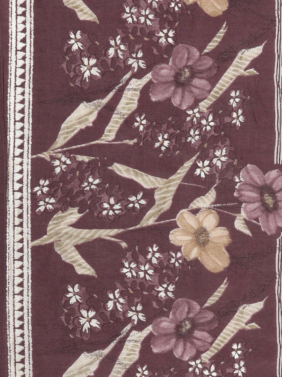 Neerus Lavender Panelled Straight Floral Kurta And Trousers With Dupatta
