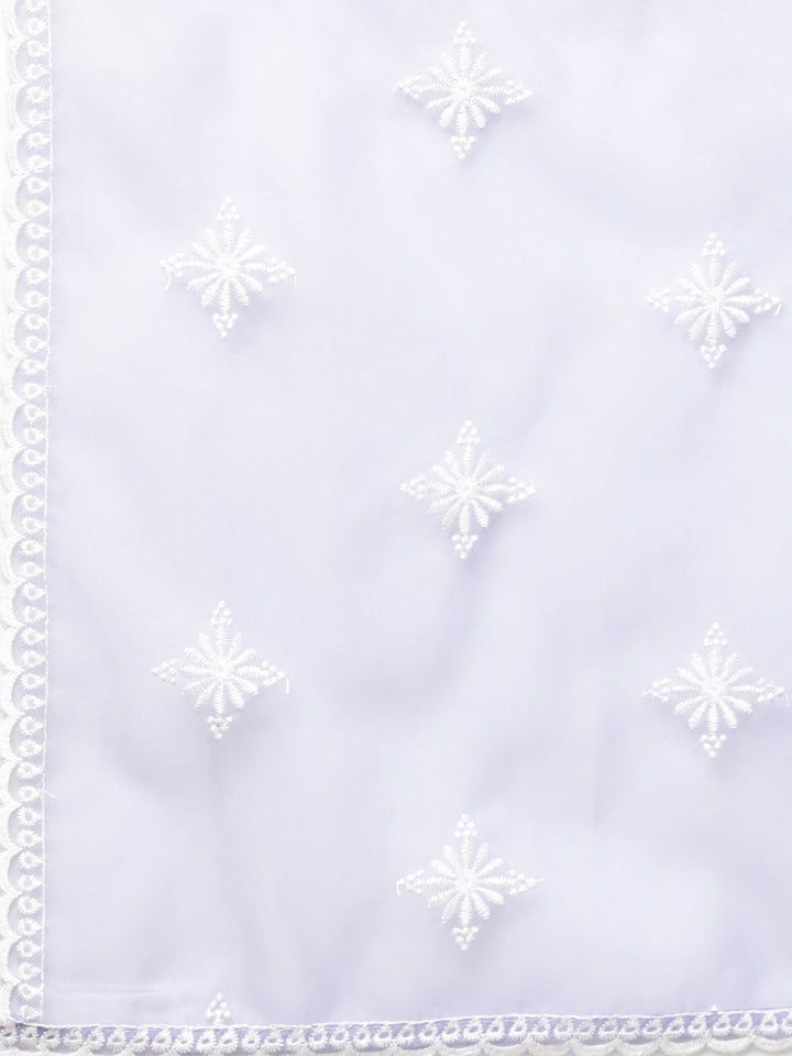 Neerus Blue printed floral straight suit set - detail view 3