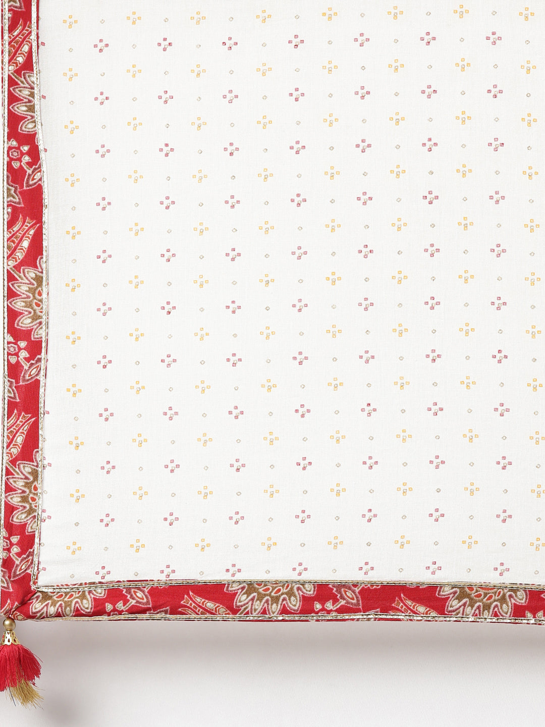 Neerus Red printed straight kurta set with dupatta - detail view 4