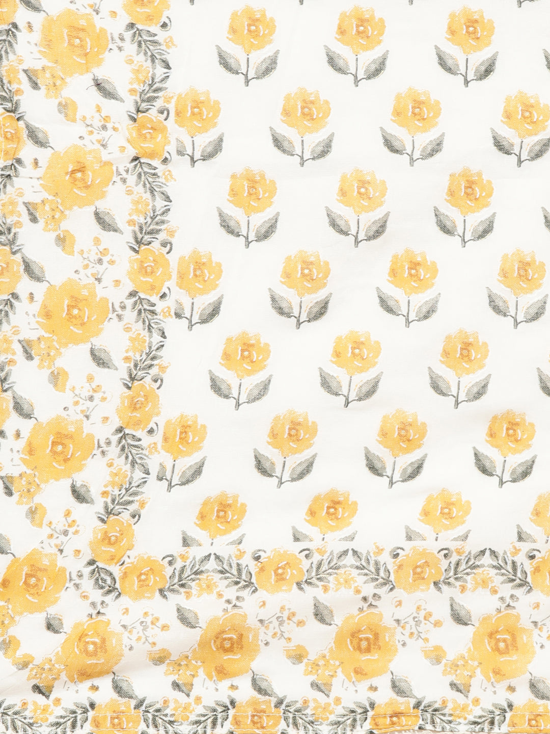 Neerus Yellow floral printed flared suit set - detail view 4