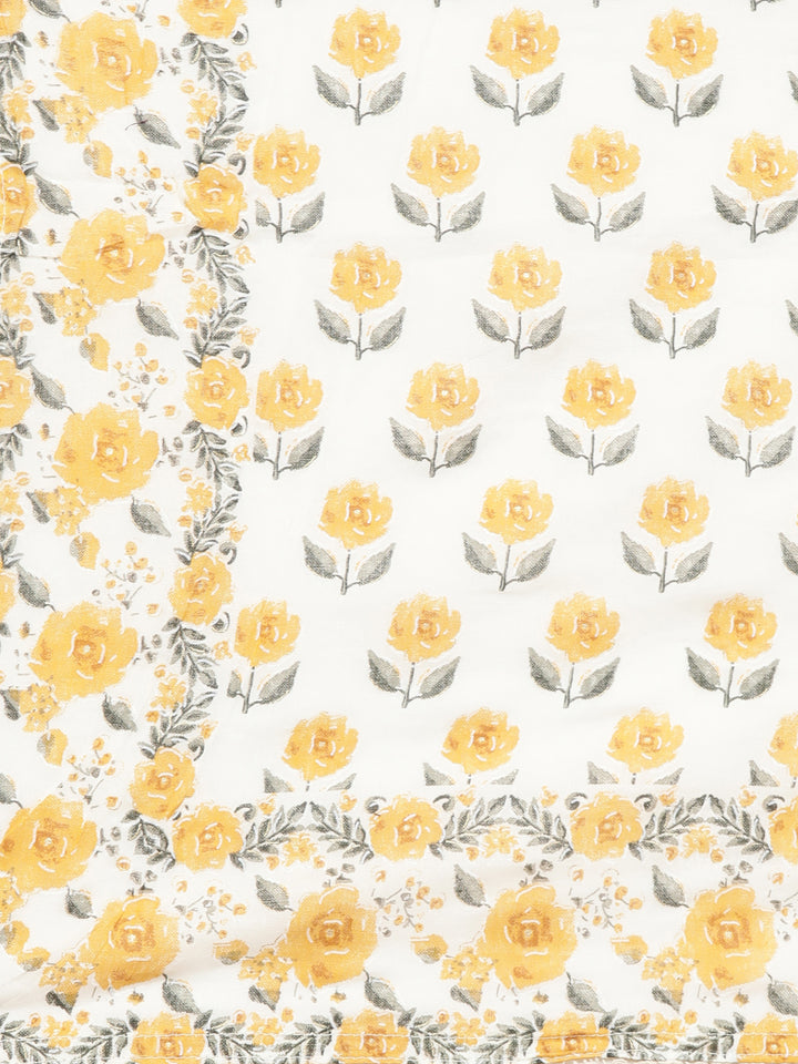 Neerus Yellow floral printed flared suit set - detail view 4
