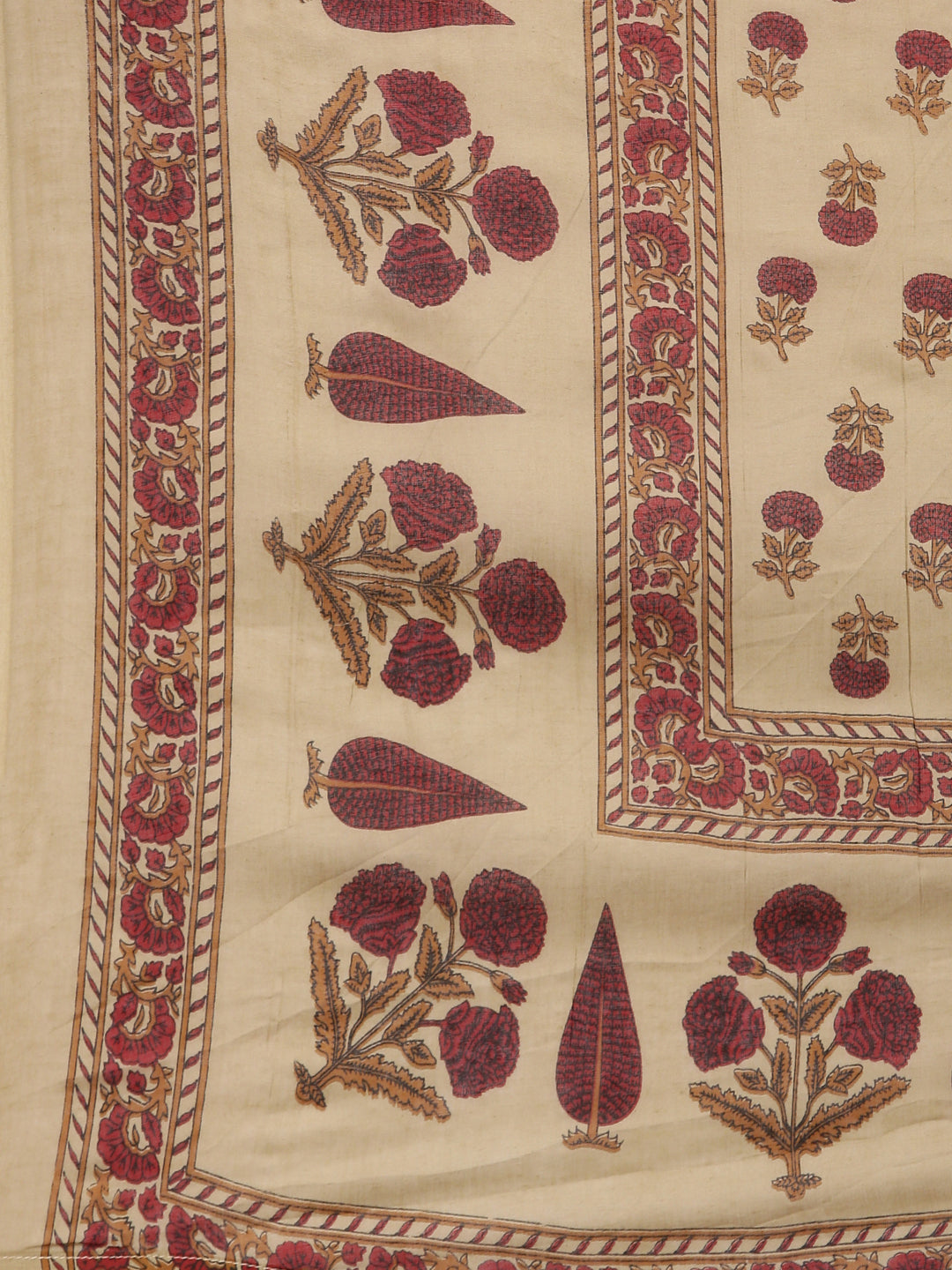 Neerus Beige Anarkali Suit Set Kurta Trouser Dupatta - detail view 4
