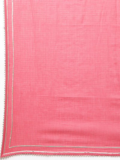 Neerus Pink Regular Straight Striped Kurta And  Trousers With Dupatta