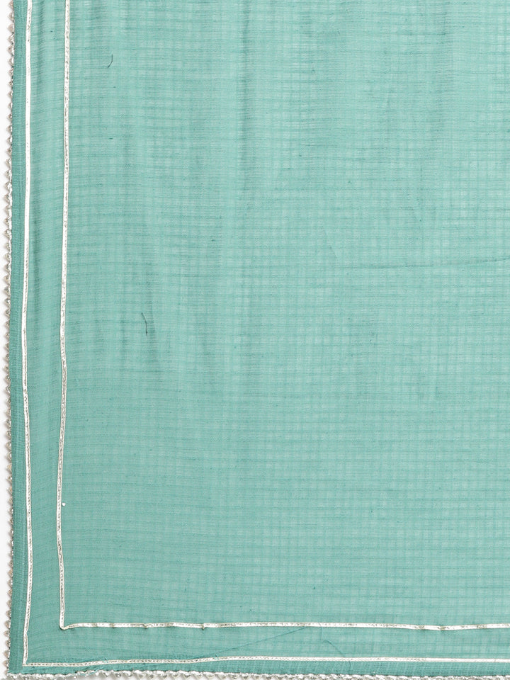 Neerus Green printed striped straight suit set - detail view 4