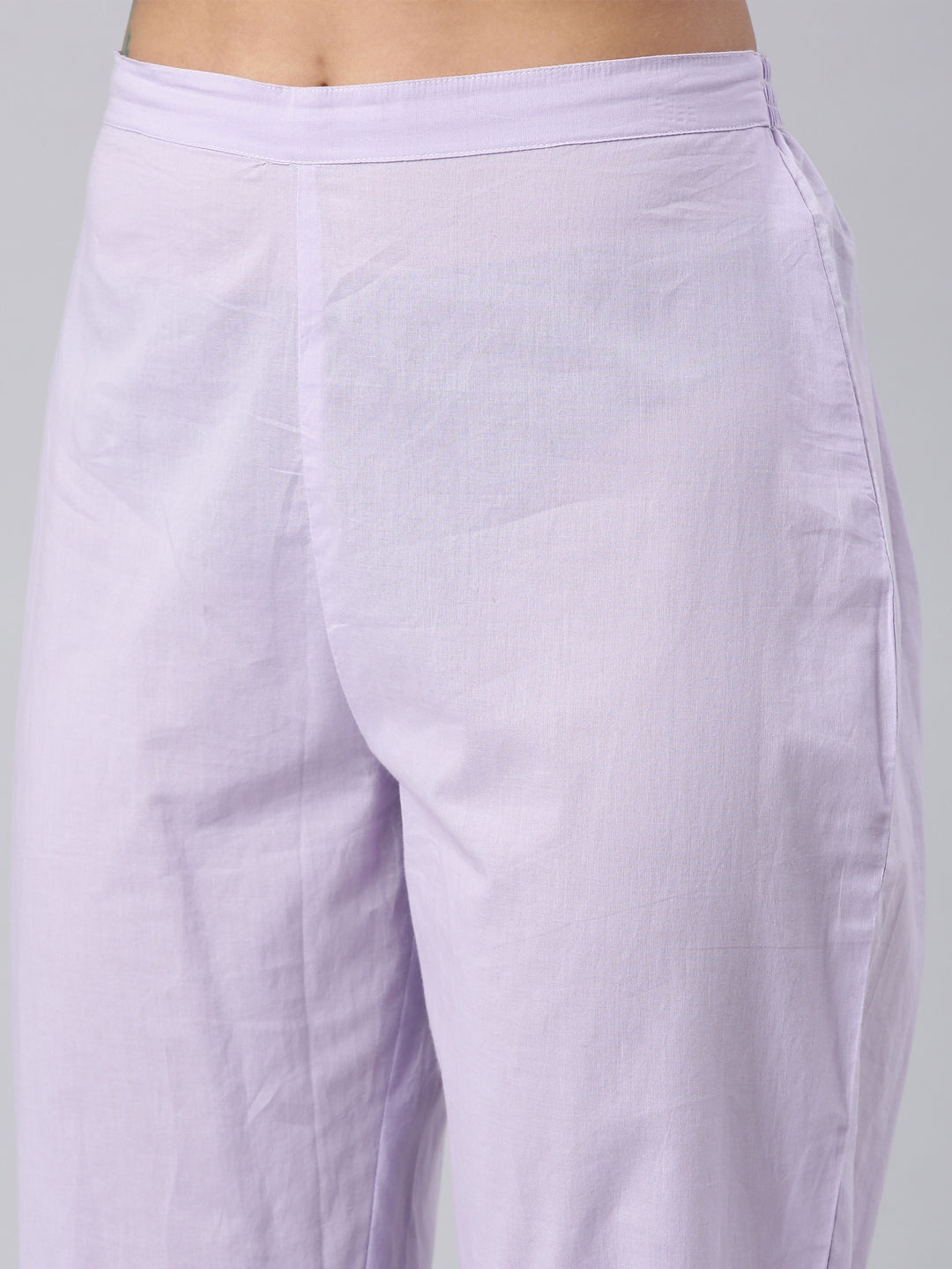 Neerus Purple georgette panelled straight suit set - detail view 4