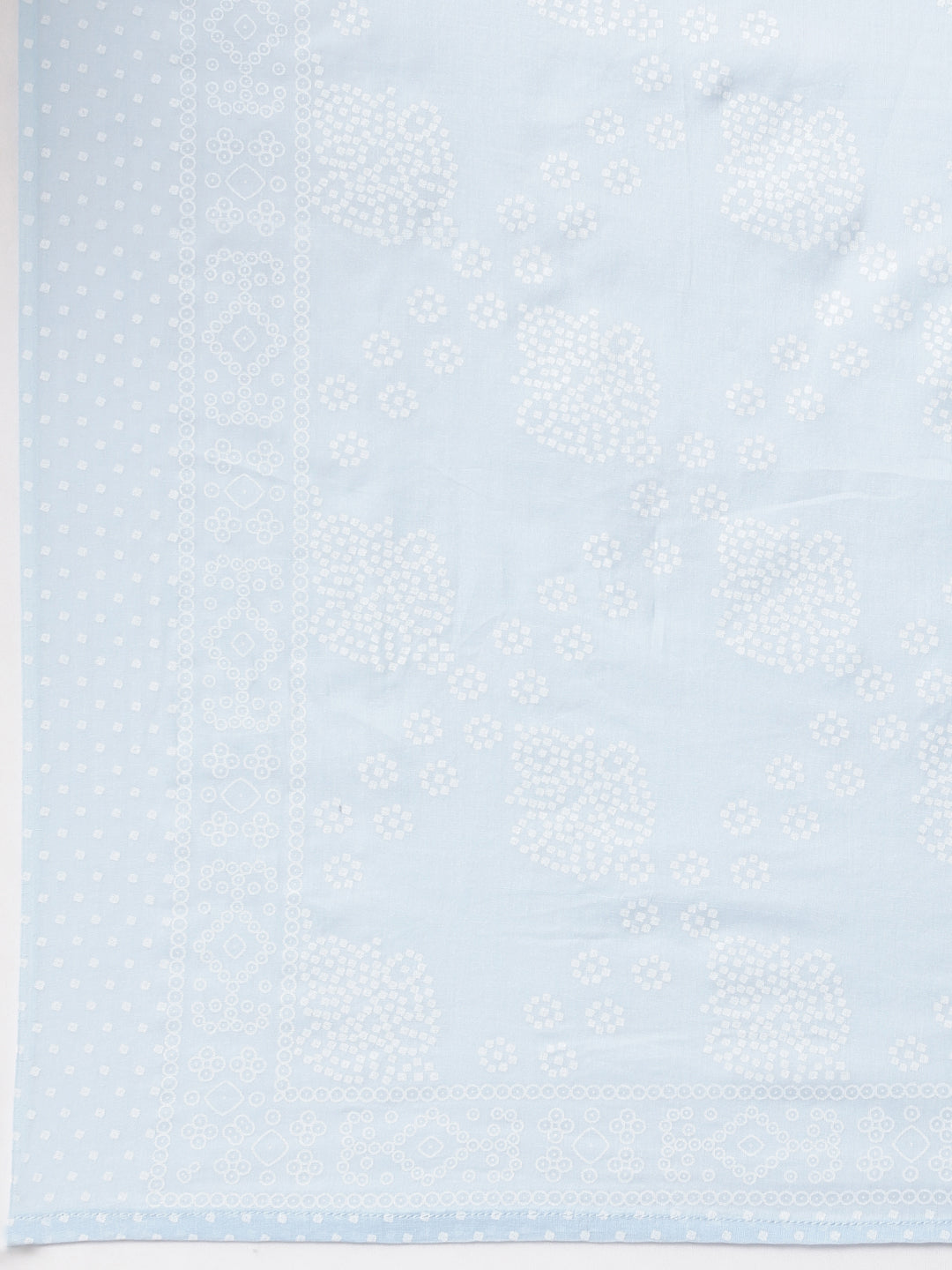 Neerus Blue panelled straight kurta suit set with dupatta - detail view 5