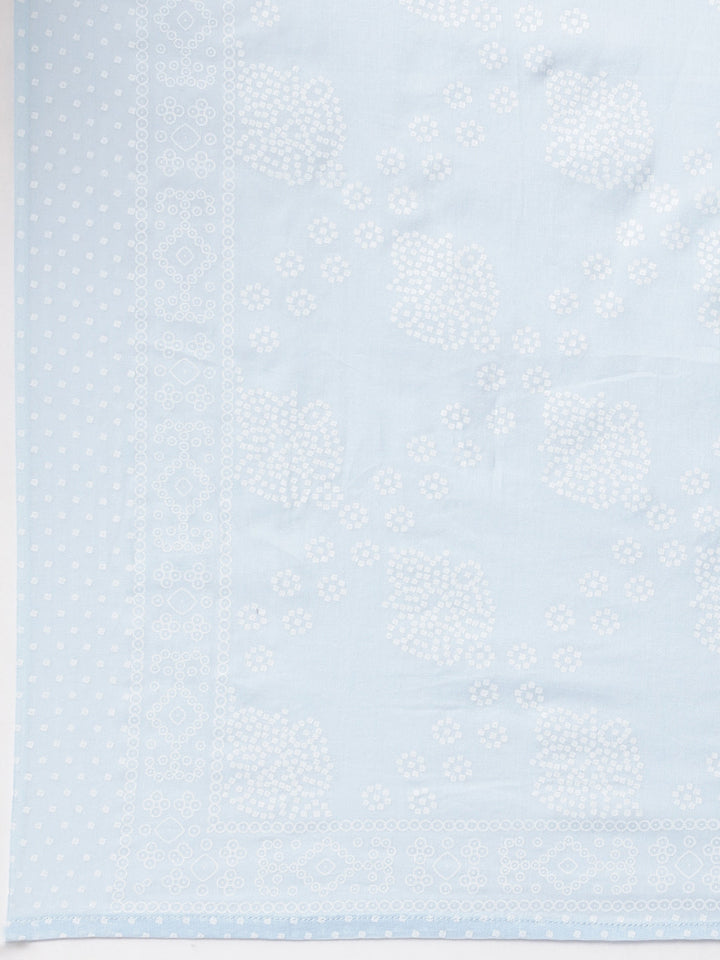 Neerus Blue panelled straight kurta suit set with dupatta - detail view 5