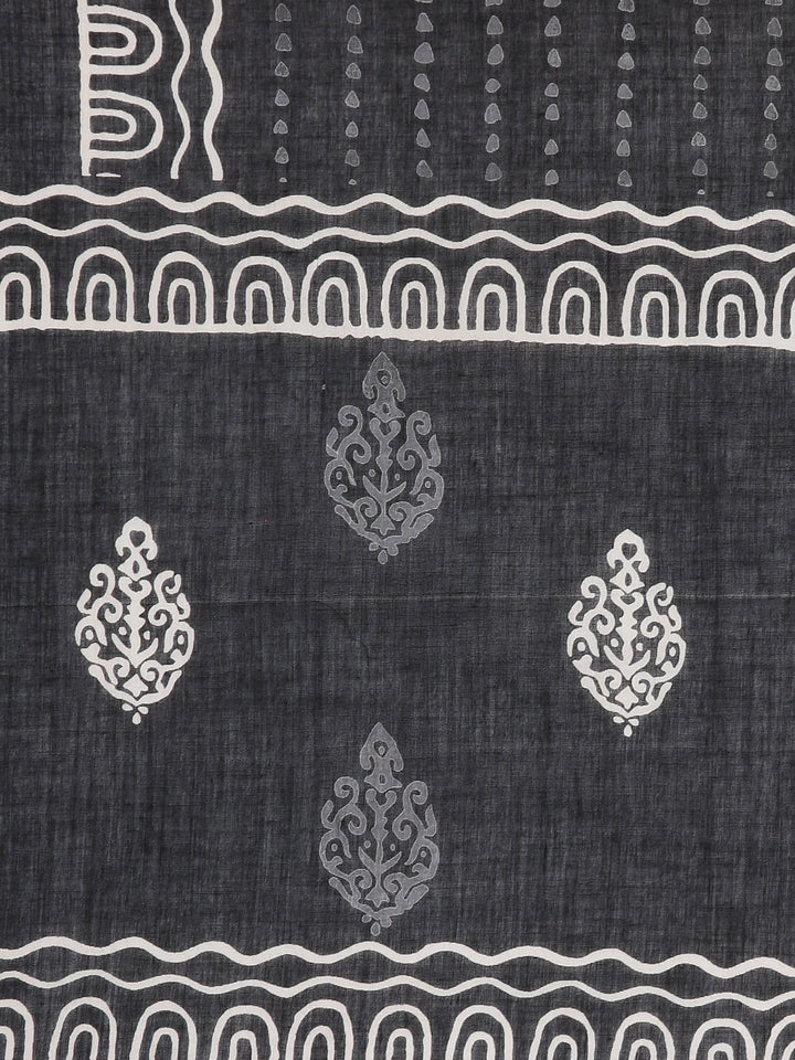 Neerus Black printed floral suit set panelled straight - detail view 4