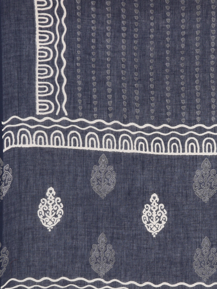 Neerus Blue printed floral straight suit set - detail view 4