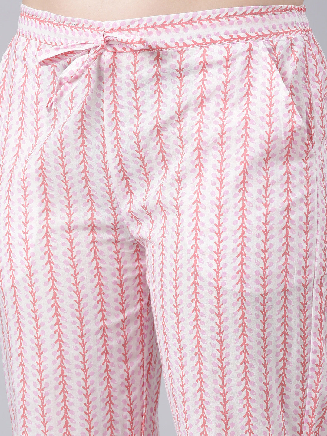 Neerus Pink embroidered panelled suit set with dupatta - detail view 4
