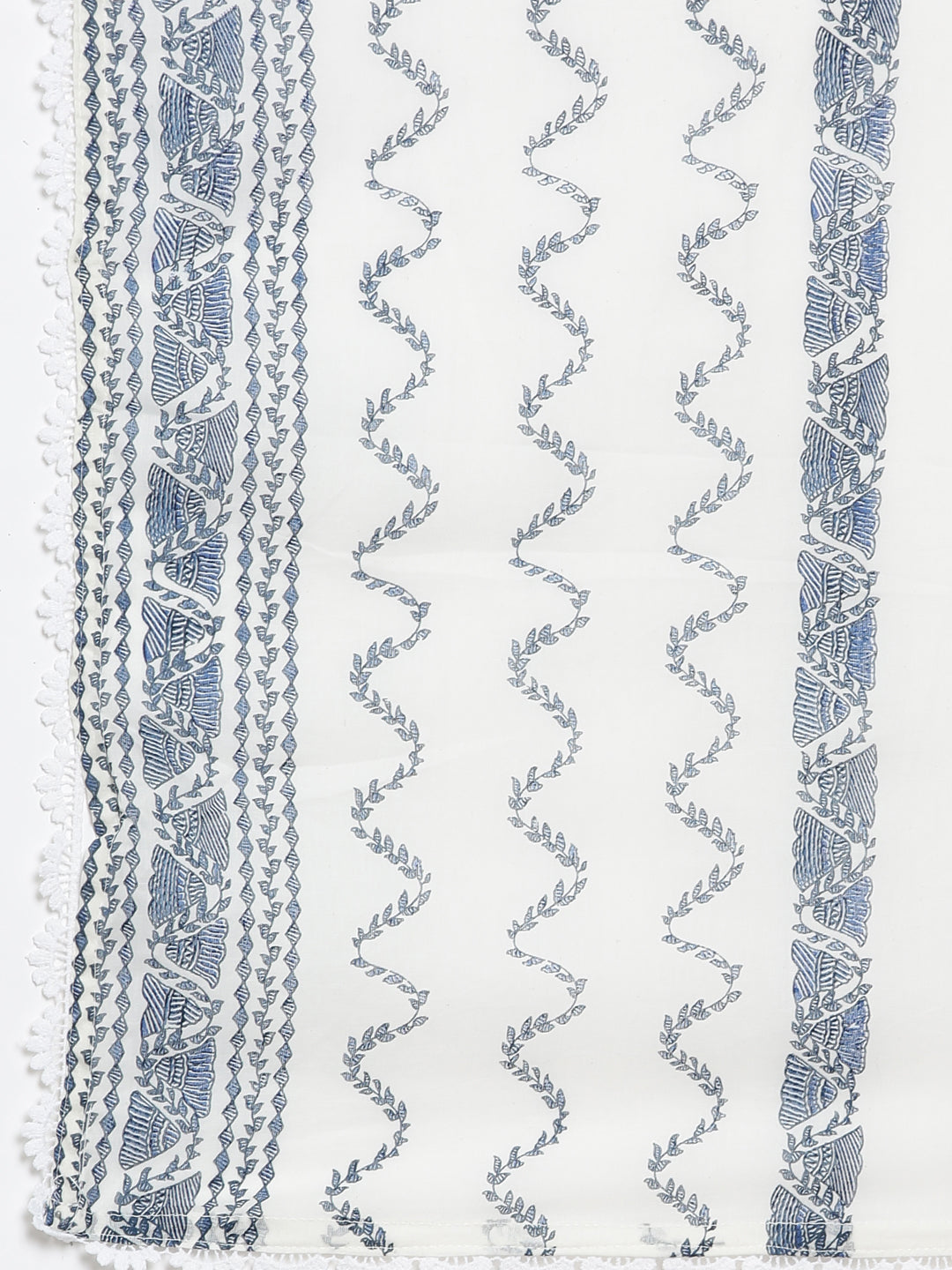 Neerus Blue Panelled Curved Printed Kurta and Trousers With Dupatta