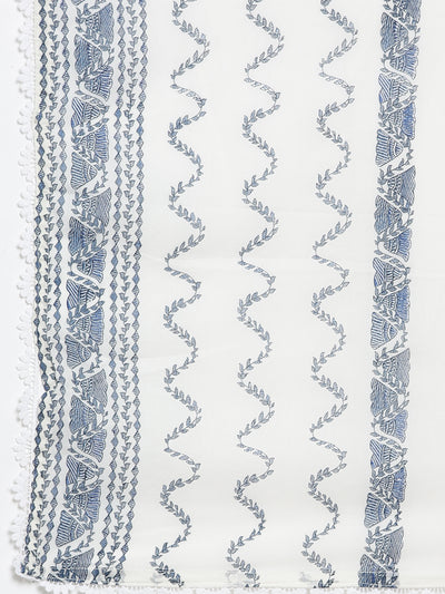 Neerus Blue Panelled Curved Printed Kurta and Trousers With Dupatta