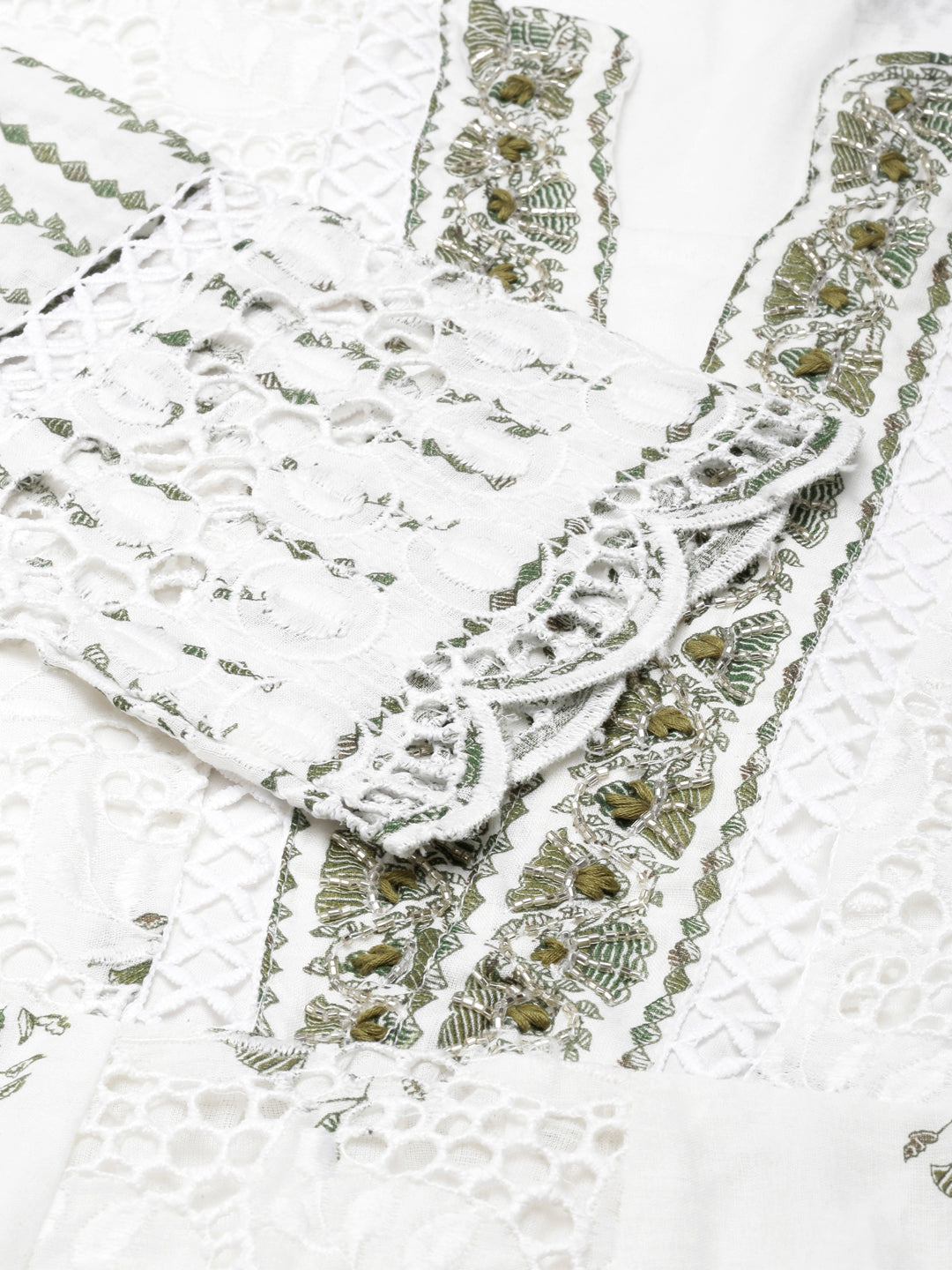 Neerus Green printed panelled suit set - detail view 1
