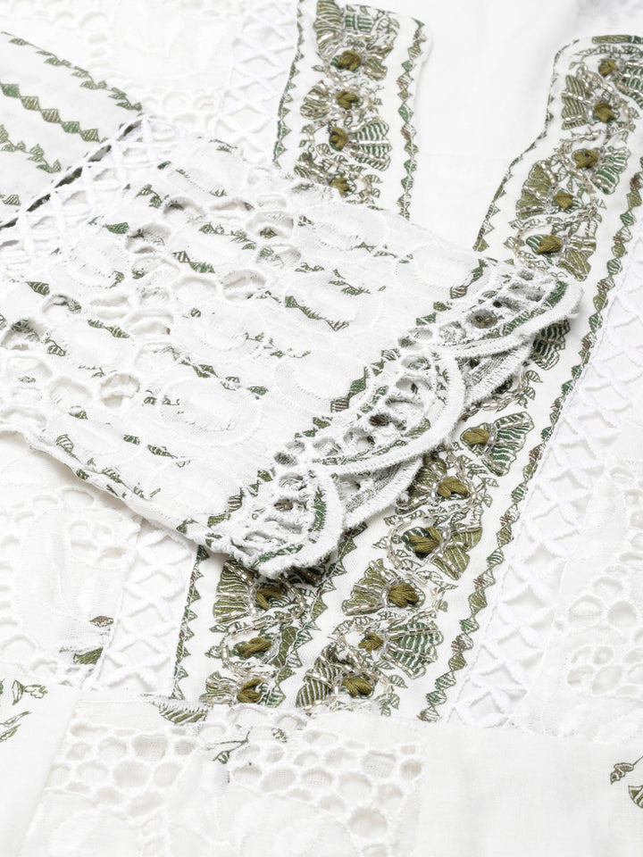 Neerus Green printed panelled suit set - detail view 1