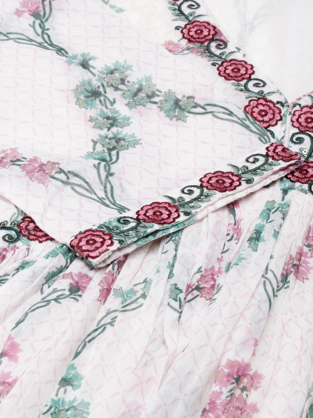 Neerus White printed straight suit set with palazzo and dupatta - detail view 1
