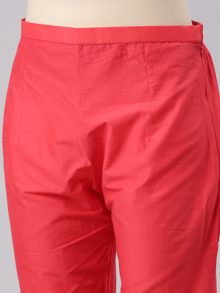 Neerus Women Red Straight Kurta and Trousers With Dupatta