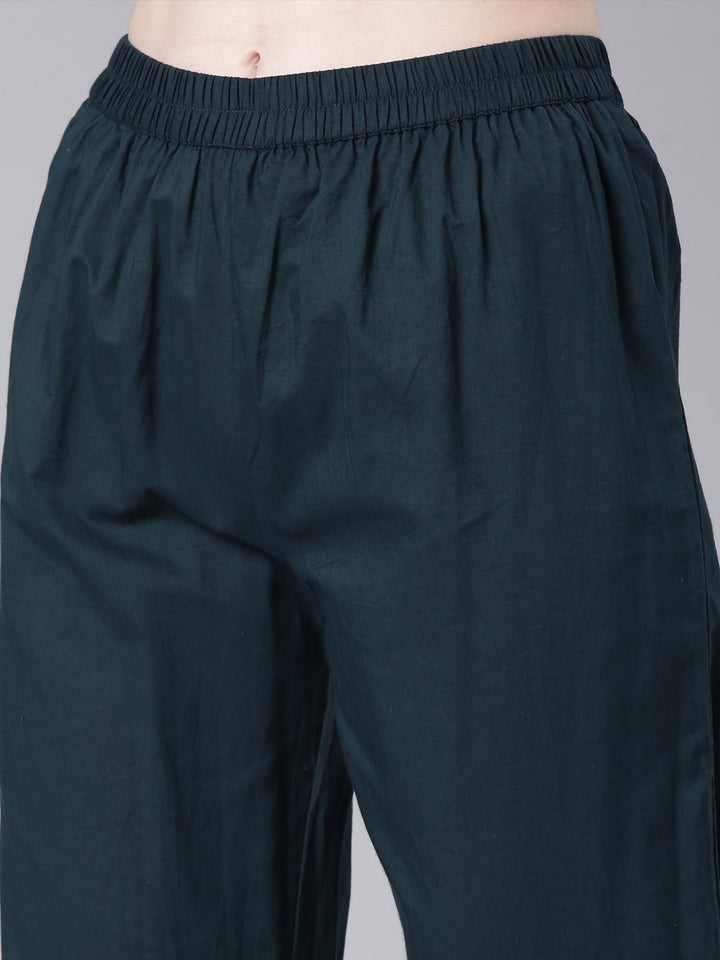 Neerus Green Printed Anarkali Kurta and Trousers With Dupatta