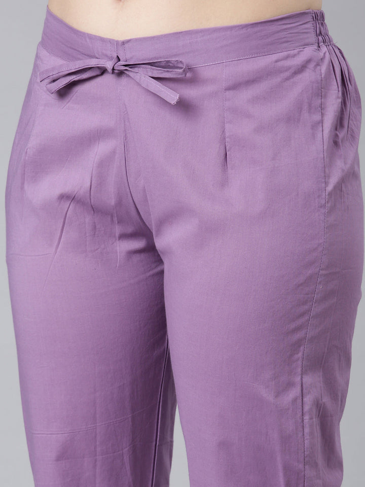 Neerus Lilac Panelled Straight Ethnic Motifs Kurta And Trousers