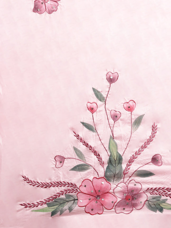 Neerus Pink Georgette Embroidered Anarkali Suit Set - detail view 3