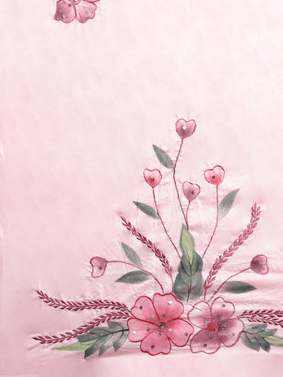 Neerus Pink Regular Anarkali Kurta and Trousers With Dupatta