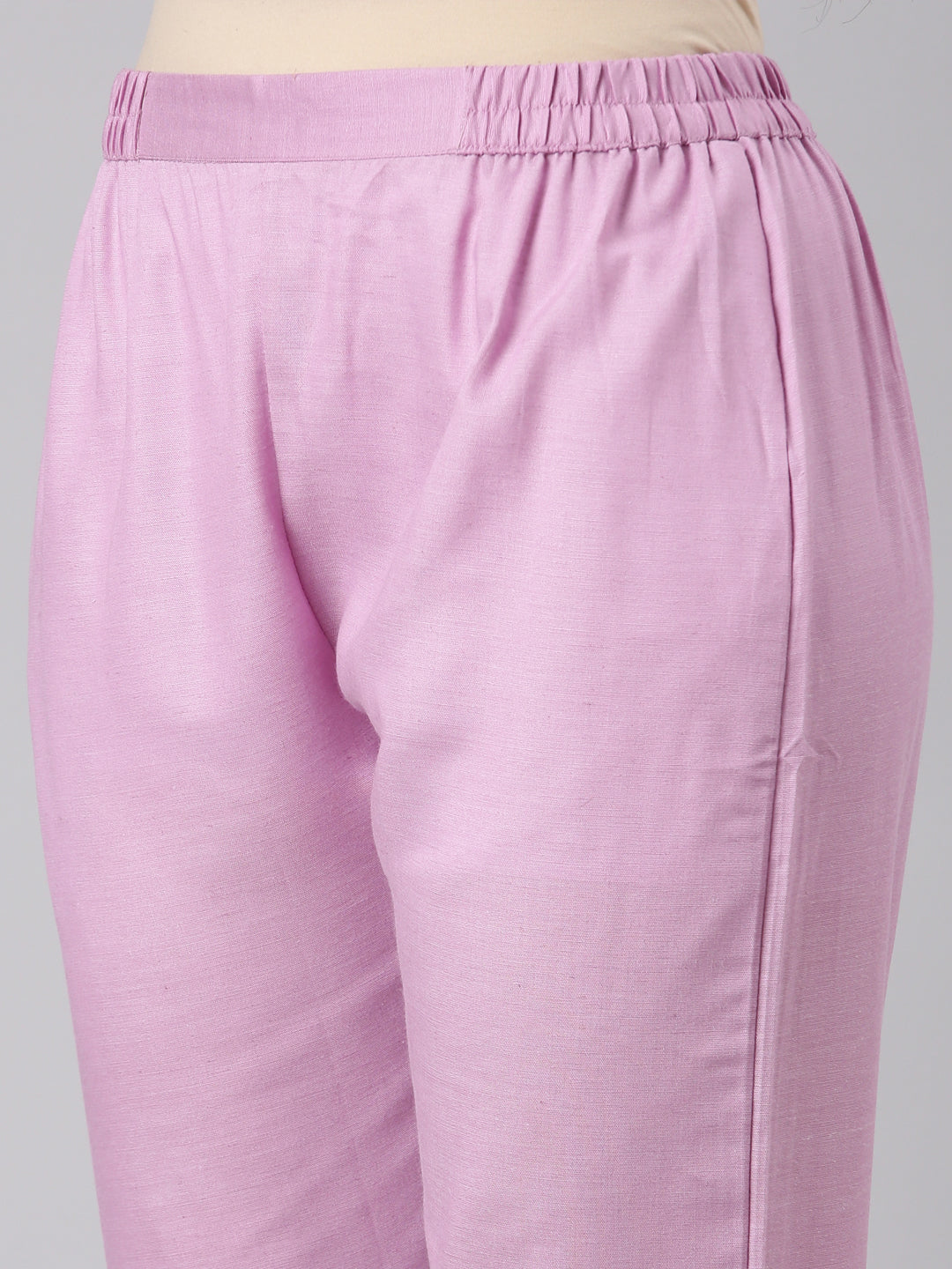 Neerus Purple straight kurta suit set with trousers and dupatta - detail view 3