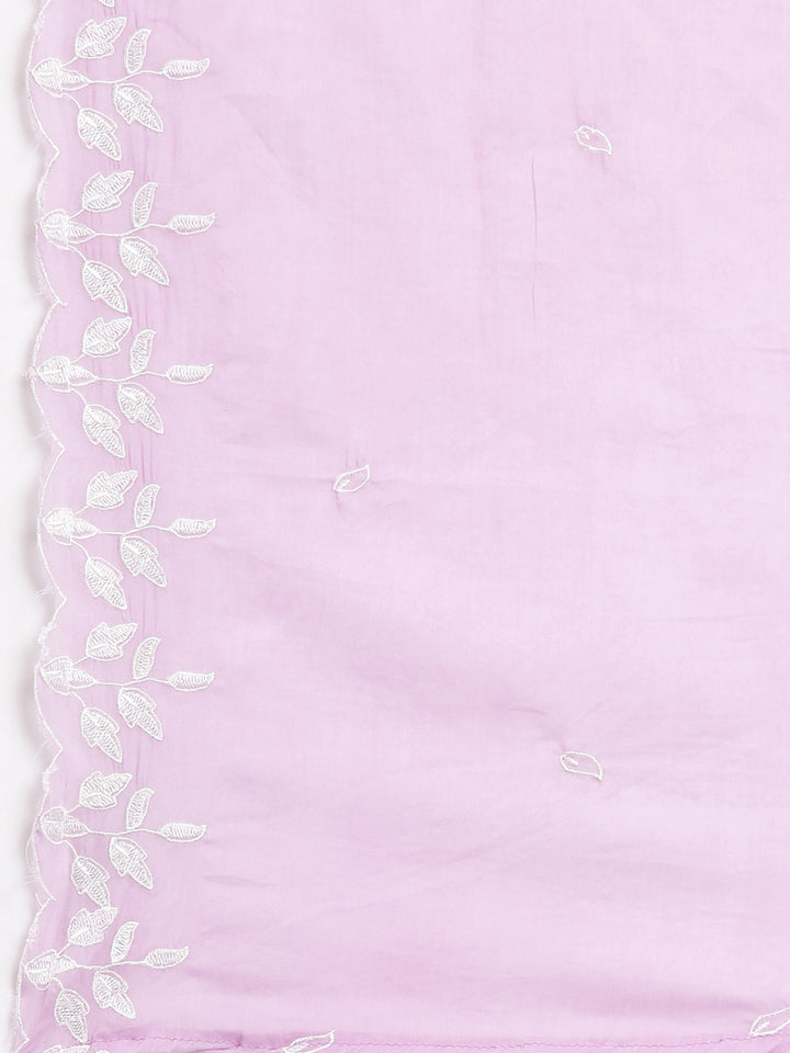 Neerus Purple straight kurta suit set with trousers and dupatta - detail view 4