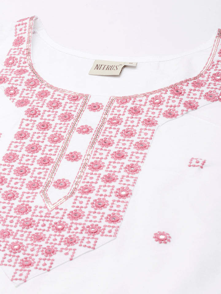 Neerus Maroon Straight Casual Solid Straight Kurta