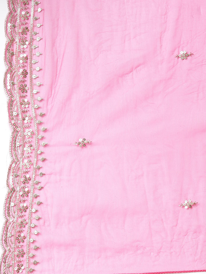 Neerus Magenta Printed Straight Kurta and Trousers With Dupatta