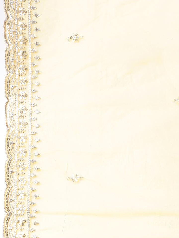 Neerus Mustard Printed Straight Kurta and Trousers With Dupatta