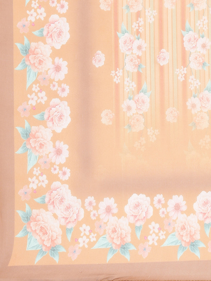 Neerus Mustard Printed Straight Kurta and Trousers With Dupatta