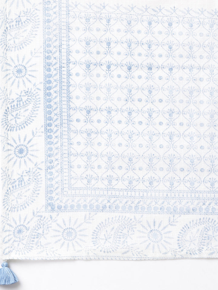 Neerus Blue panelled yoke design kurta suit set - detail view 5