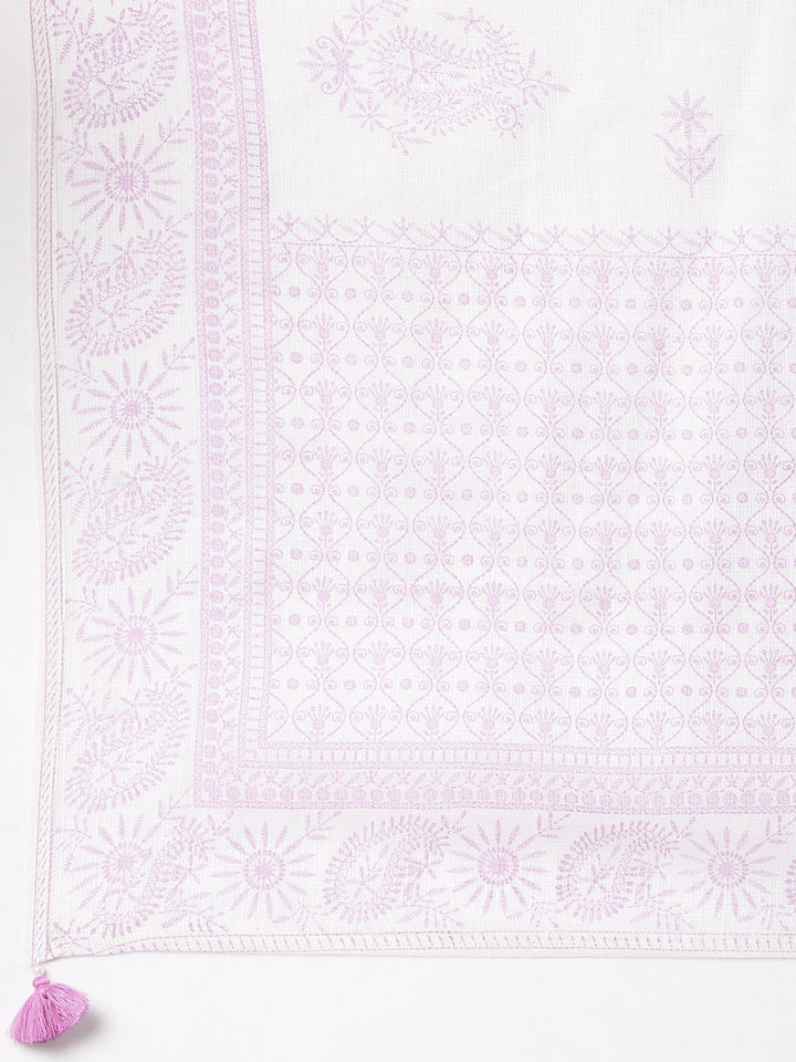 Neerus Purple georgette panelled straight suit set - detail view 5
