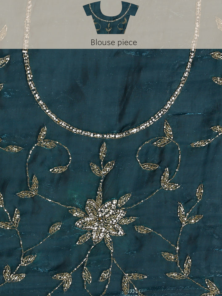 Peacock Jimmy Sheer Satin Safe Worn Cut Dana & Swarovski Hand Embroidery