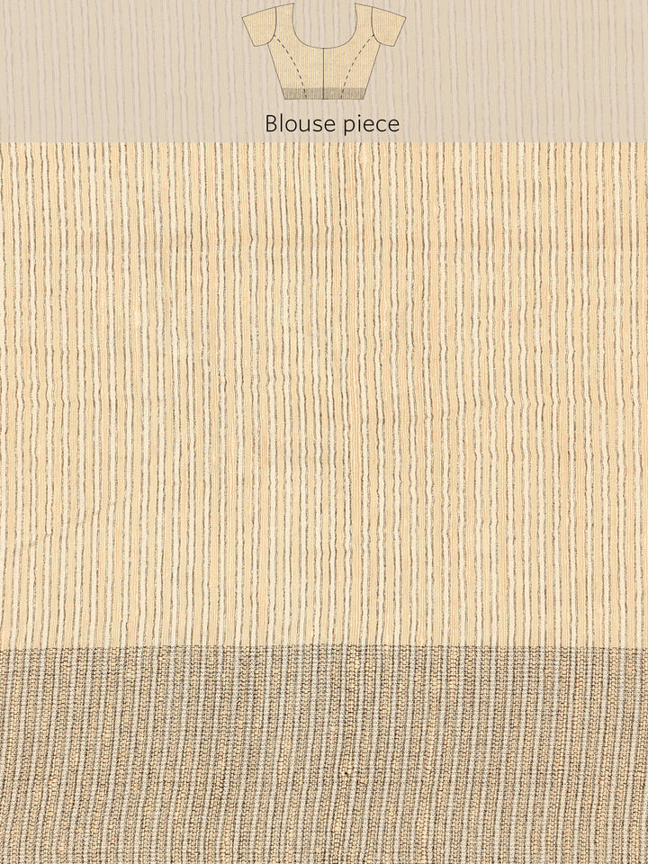 Cream Natural Dupion Saree With Floral Print