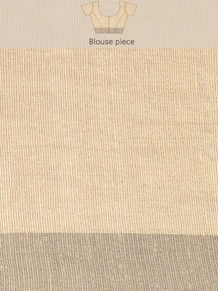 Cream Natural Dupion Saree With Floral Print