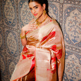 Neerus Gold Pure Silk Saree with Blouse