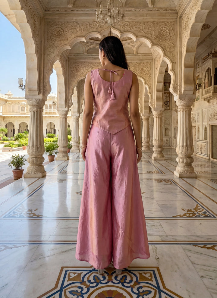 Neerus Purple tissue embellished suit set - side view