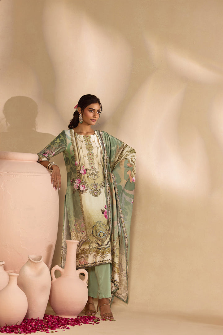 Pista Silk Ethnic Motif Printed Three Piece Set