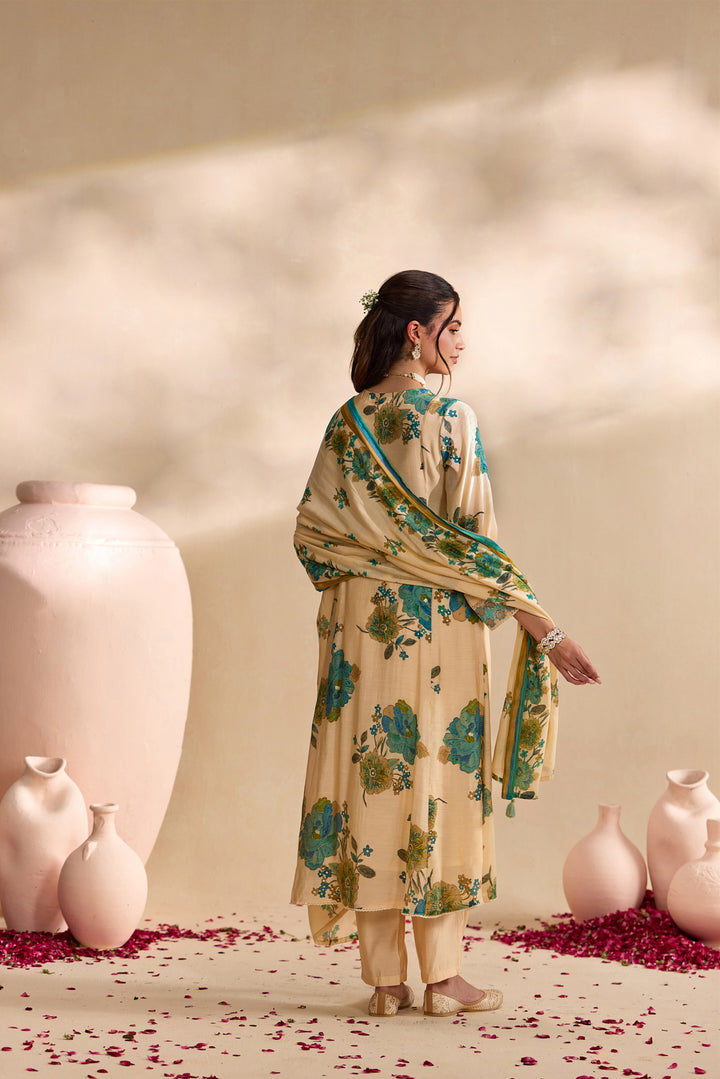 Rama Muslin Large Floral Digital Printed Three Piece Set