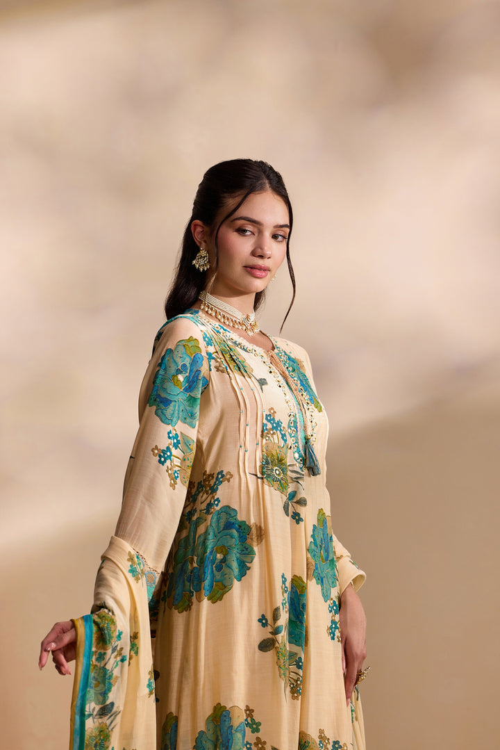 Rama Muslin Large Floral Digital Printed Three Piece Set
