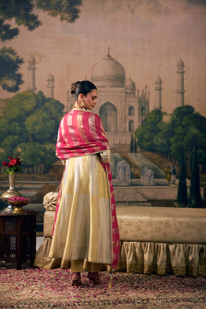 Rani Pink Tissue Solid With Patola Printed Three Piece Set